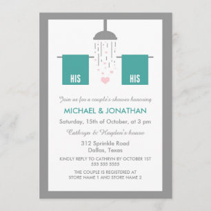 Hans och hans  Gay Couples Shower Inbjudningar