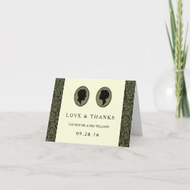 Hans och hennes Art Deco Silhouette bröllopssamlin Tack Kort