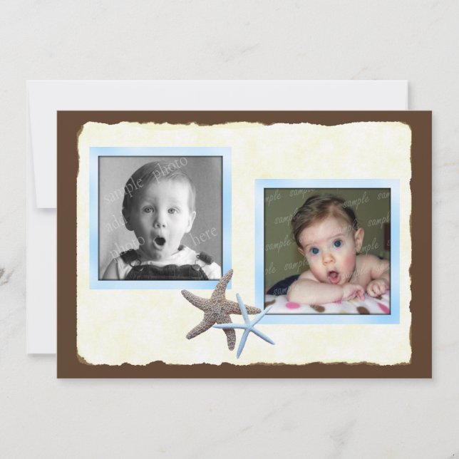 Hans och hennes babyfoto bröllopsannonsering meddelande (Framsida)