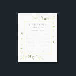 Hans och hennes Bröllop ger Greenery Foliage Canva Canvastryck<br><div class="desc">Den här chic bröllop-keepsakpresenten har känsliga löv för vattenfärg och kan vara personlig med dina speciella bröllopsdagar. Designad av Thisisnotme©</div>