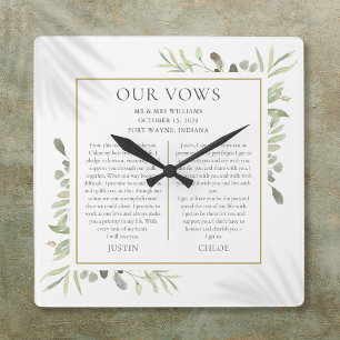 Hans och hennes Bröllop ger Greenery Foliage Fyrkantig Klocka