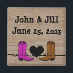 Hans och hennes Cowboy Boots Wedding Favor Magnet<br><div class="desc">Hans och hennes Cowboy Boots bröllopsfavoritmagnet är perfekt för alla westerna eller cowboyteman bröllop. Leta efter matchande Bröllopsinbjudningar,  OSA och Spara datum meddelande.</div>