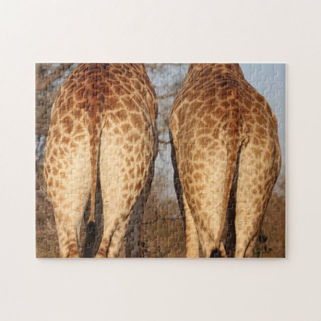 Hans och hennes Giraffe Butts Foto Pussel (Horisontell)