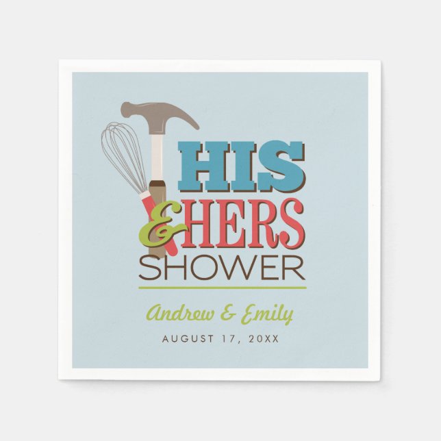 Hans och hennes hammare visp Handy Couple Shower Pappersservett (Framsidan)