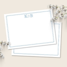 Hans och hennes initialer par monogram brevpapper anteckningskort