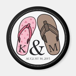 Hans och hennes Monogrammed bröllopflinflip flops Magnet