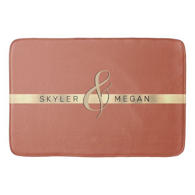 Hans och hennes Namn, Guld Rand om koppar Badrumsmatta (Framsidan)