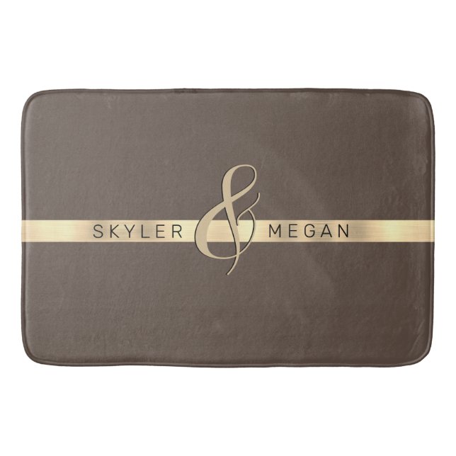 Hans och hennes Namn, Guld Rand på Brown Badrumsmatta (Framsidan)