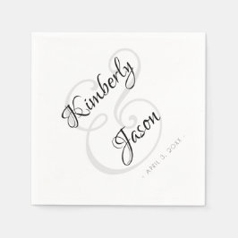 Hans och hennes Namn, skript Lettering, Vs 2 Bröll Pappersservett