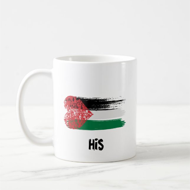 Hans och hennes Palestinska flaggmugg – slitna des Kaffemugg (Vänster)