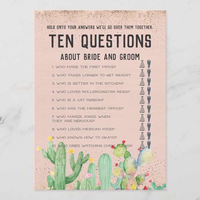 Hans och hennes tio frågor Bröllop Game (Framsida)