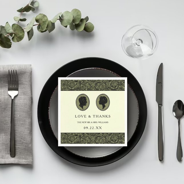 Hans och Hers Art Deco Silhouette Bröllop Collecti Pappersservett (Skapare uppladdad)