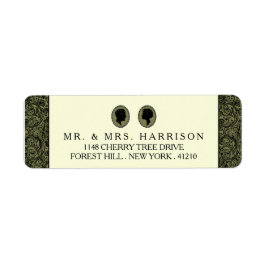 Hans och Hers Art Deco Silhouette Bröllop Collecti Returadress Etikett
