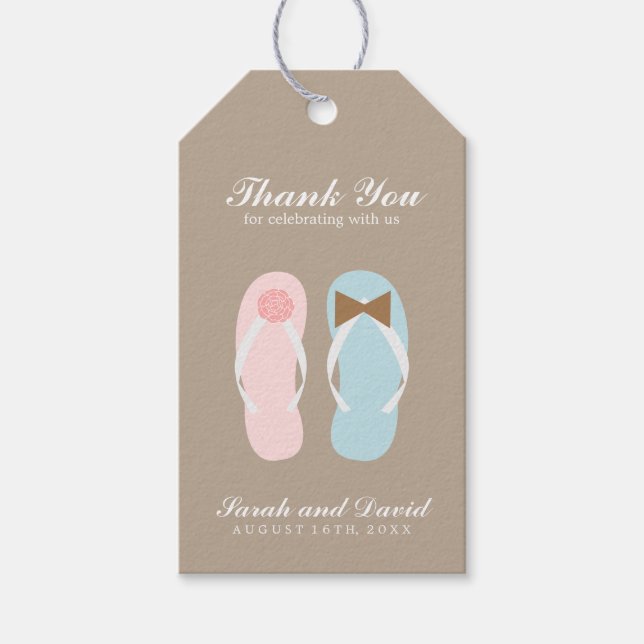 Hans och Hers Beach Sandals Bröllop Presentetikett (Framsidan)