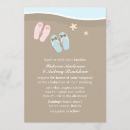 Hans och Hers Flinflip flops Beach Wedding Inbjudningar