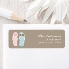 Hans och Hers Flinflip flops Beach Wedding Returadress Etikett