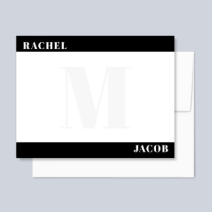 Hans och Hers Monogram Stationery Modern Minimalis Anteckningskort
