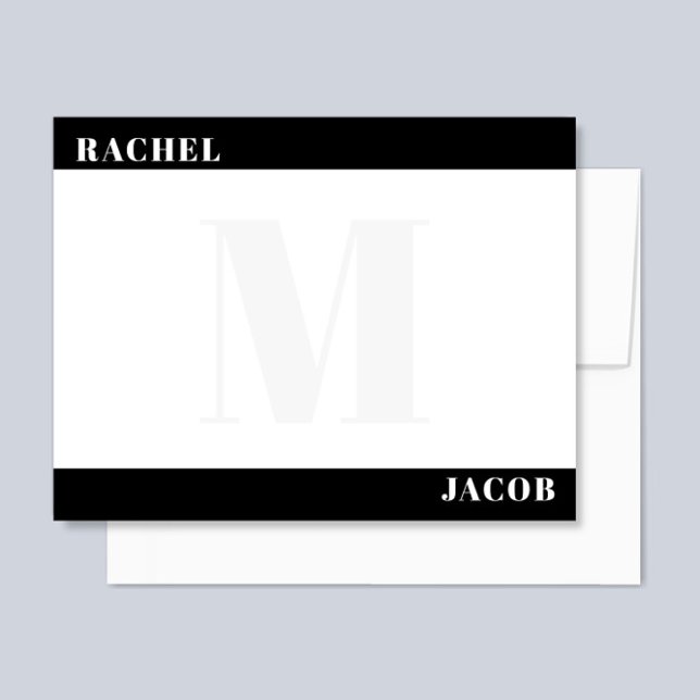 Hans och Hers Monogram Stationery Modern Minimalis Anteckningskort (Skapare uppladdad)