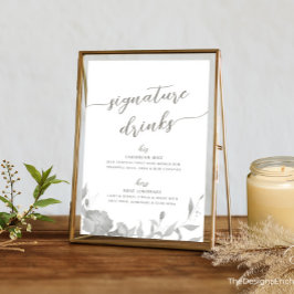 Hans och Hers Namnteckning Drinks Cocktails-tecken Inbjudningar