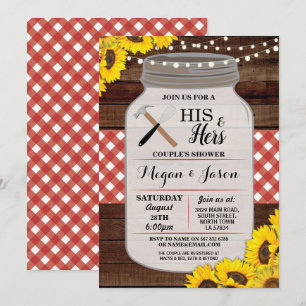 Hans och Hers Peles Shower Wood Rustic Red Inbjuda Inbjudningar