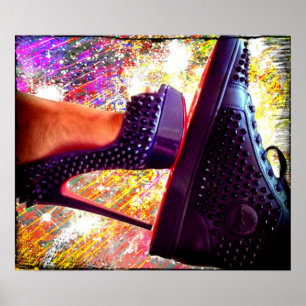 Hans och Hers Red Grund Heels och Sneakers Poster