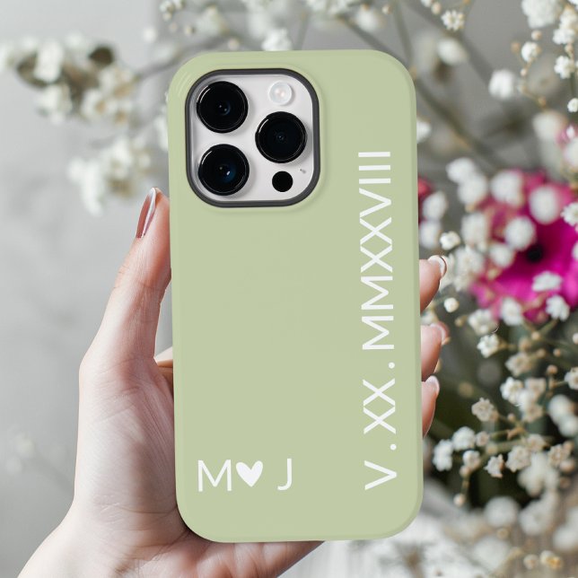 Hans och Hers Roman Numeral iphone case par Gift (personalized wedding gift, romantic phone case for her, custom engagement iPhone cover for couples,)