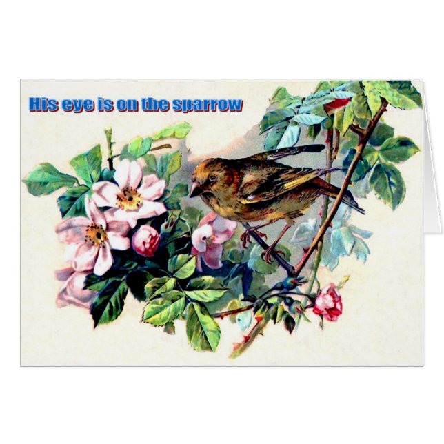 Hans öga är på sparrowen hälsningskort (Framsidan Horizontal)