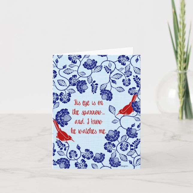 Hans öga är på Sparrowhälsningkortet Kort (Framsida)