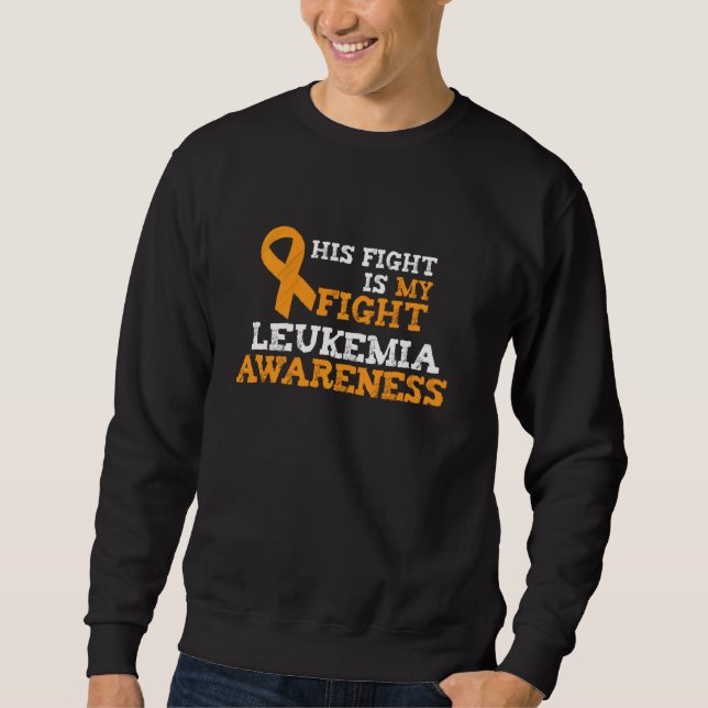 Hans Orange Ribbon Leukemia Awareness Support Lång Ärmad Tröja (Framsida)