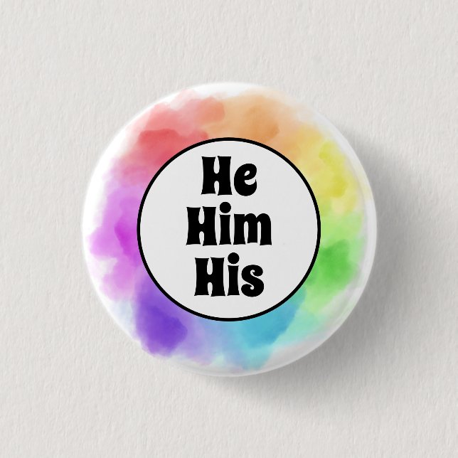 Hans pronouns i vattenfärgscirkel knapp (Framsida)