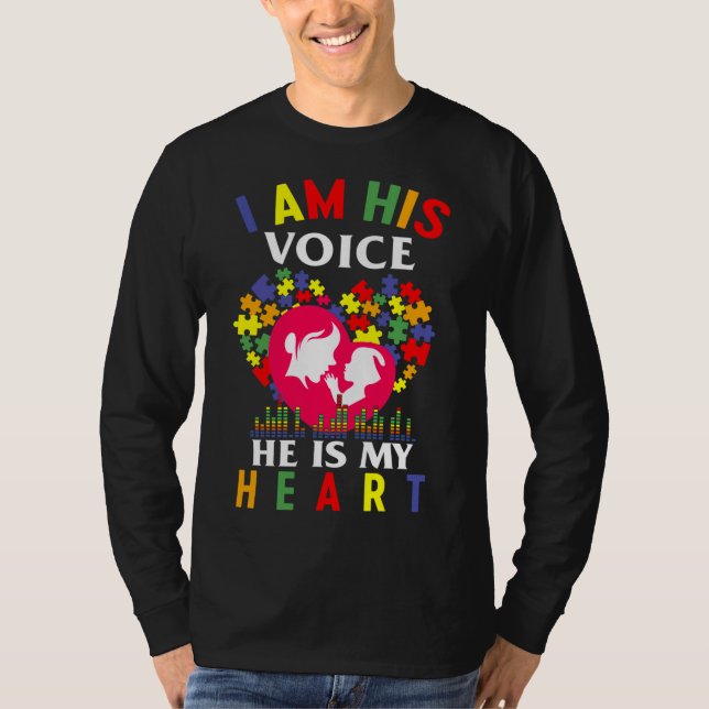 Hans röst är mig Autism Awareness Day Passande T Shirt (Framsida)