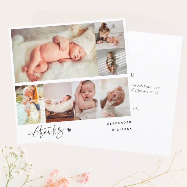Hans-skriftlig Newborn Photo Collage Tack Kort (Skapare uppladdad)