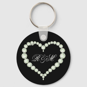 Hans Themed Monogram för diamant "och henne" Nyckelring