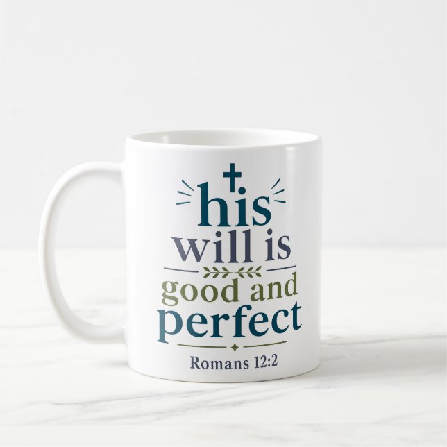 Hans vilja är god och perfekt modern kristen kaffemugg (Vänster)