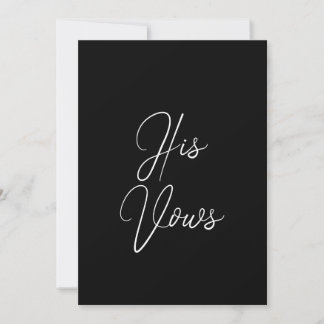 Hans Vow-kort | Bröllop Vow Booklet for Groom Inbjudningar