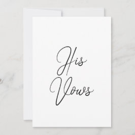 Hans Vow-kort | Bröllop Vow Booklet for Groom Inbjudningar