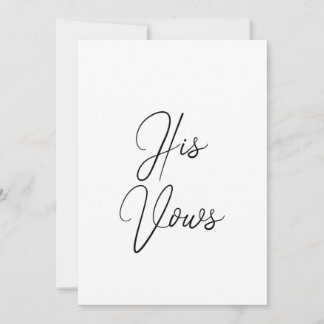 Hans Vow-kort | Bröllop Vow Booklet for Groom Inbjudningar