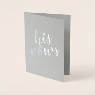 "Hans Vows" Elegant bröllop Vows Silver Folierat Kort
