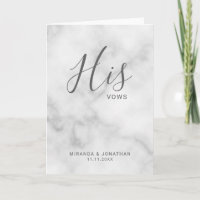 "Hans Vows" minimalistiska Vita Marble Bröllop Vow
