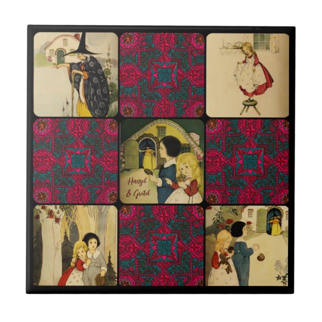 Hansel and Gretel Collage Ceramic Tile Kakelplatta (Framsidan)