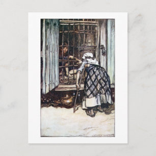 Hansel Caged by the Witch Vykort