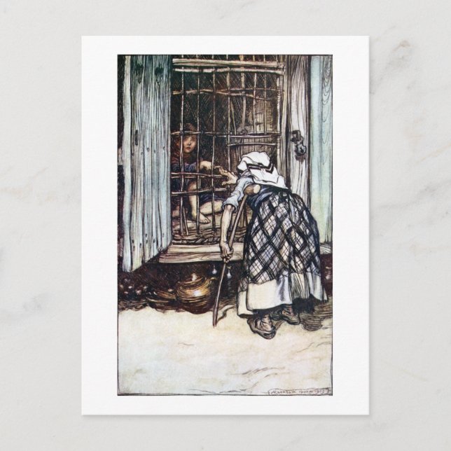 Hansel Caged by the Witch Vykort (Framsida)