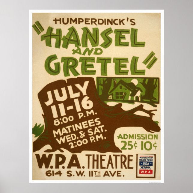 Hansel & Gretel Play 1937 WPA Poster (Framsidan)
