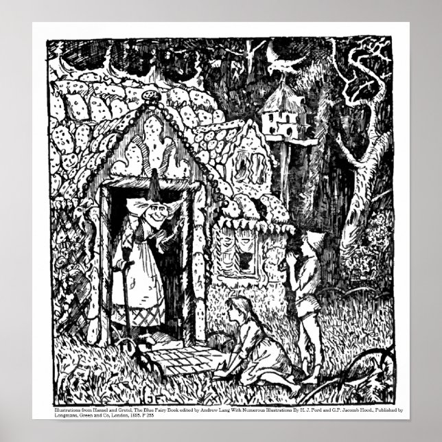 Hansel och Gretel, Blue Fairy Bok Poster (Framsidan)