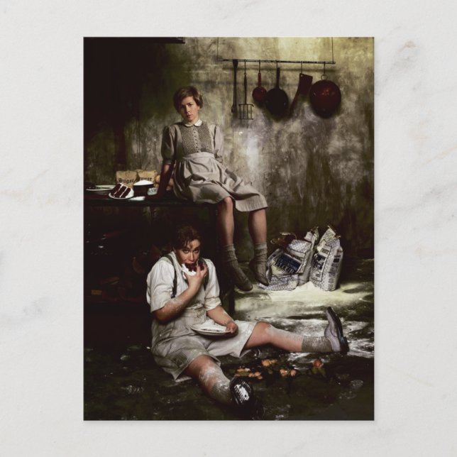 Hansel och Gretel med chokladtårta Vykort (Framsida)