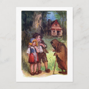 Hansel och Gretel Möte Witch Vykort