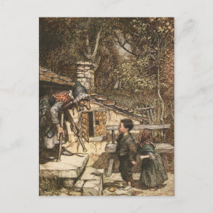 Hansel och Gretel Möte Witch Vykort