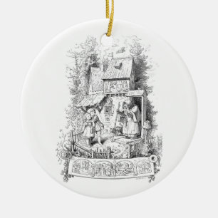 Hansel och Gretel möter häxan Julgransprydnad Keramik