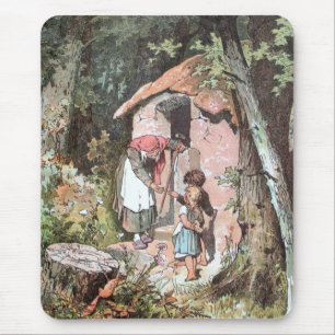 Hansel och Gretel och Witch vid dörren Musmatta