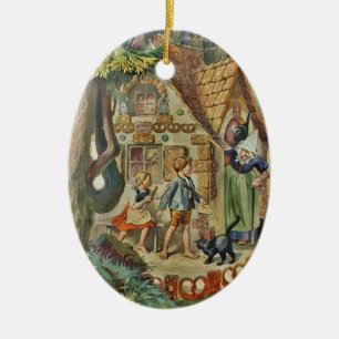 Hansel och Gretel på häxastugan Julgransprydnad Keramik